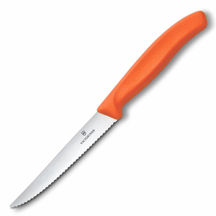 Нож кухонный для стейка Victorinox 6.7239.C1, 110 мм, оранжевый фото 1
