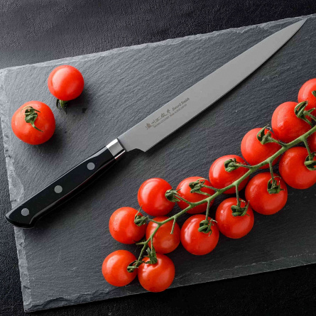 Нож кухонный филейный Satake Stainless Bolster 802-741, 170 мм,  черный фото 2