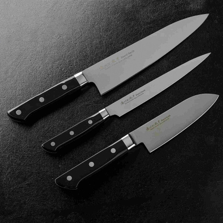 Нож кухонный шеф Satake Stainless Bolster 802-789, 210 мм,  черный фото 2