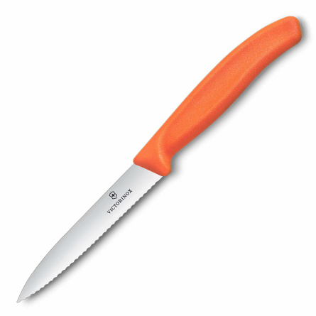 Нож кухонный овощной Victorinox 6.7739.C1, 100 мм, оранжевый фото 1