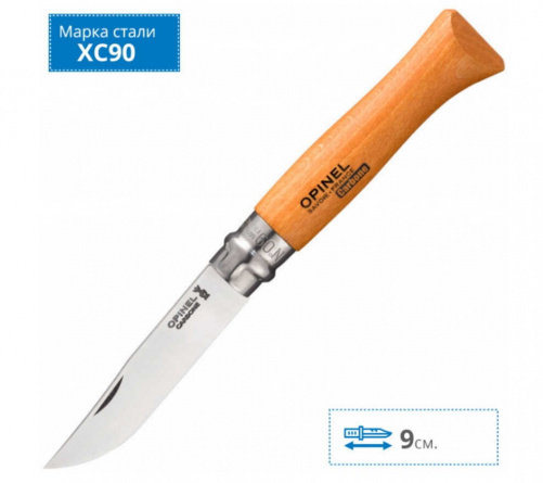 Нож складной Opinel 9 Tradition Carbone 113090, 90 мм, бук фото 3
