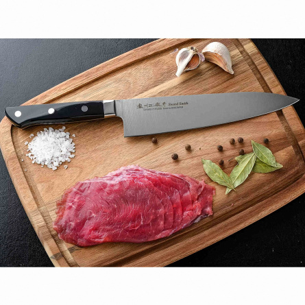Нож кухонный шеф Satake Stainless Bolster 802-789, 210 мм,  черный фото 3